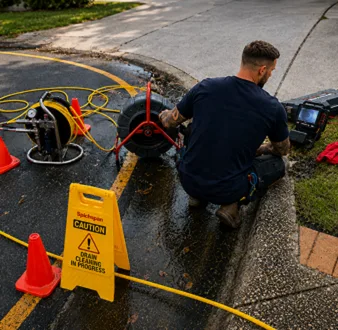 Burst drain pipe being repaired in Bringelly